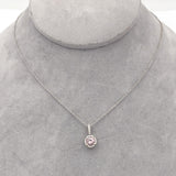 14k Gold .58ct Pink Genuine Natural Morganite Pendant with Diamond Halo (#J6469)