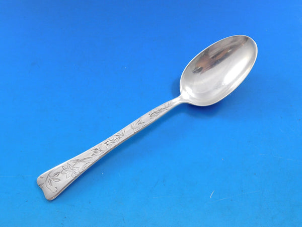 Lap Over Edge Acid Etched Tiffany Sterling Silver Teaspoon Poinsettia Flowers 6"