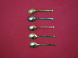 Norwegian Sterling Silver Demitasse Spoon set of 5 by Holmsen vermeil  3 1/4"