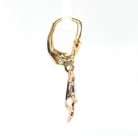 10k Yellow Gold Victorian Turquoise and Seed Pearl Flower Dangle Earrings #J6344