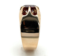 10k Rose Gold 1.71ct Genuine Natural Garnet Men's Ring Belcher Size 7.25 #J7212