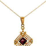 10k Yellow Gold Lavaliere Pendant with Purple Stone Seed Pearl (#J4787)