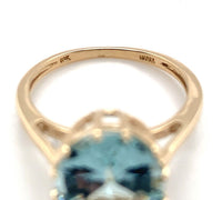 10k Yellow Gold 3.13 Carat Oval Cut Genuine Natural Aquamarine Ring (#J6356)