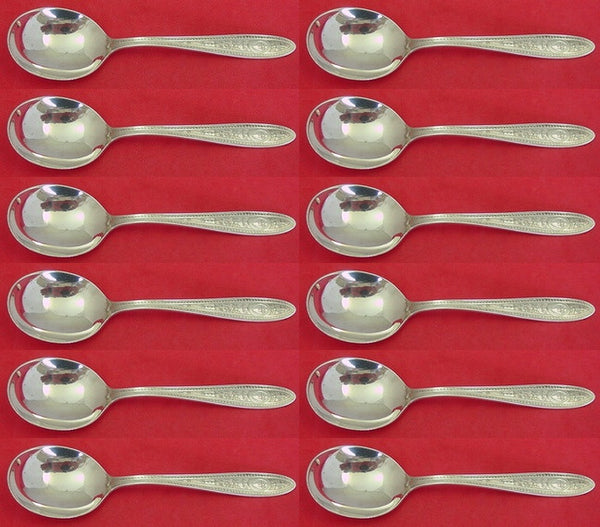 Wedgwood by International Sterling Silver Cream Soup Spoon Set 12 pieces 6"