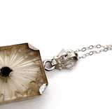 Art Deco 14k Filigree Rock Crystal and Diamond Pendant (#J5456)