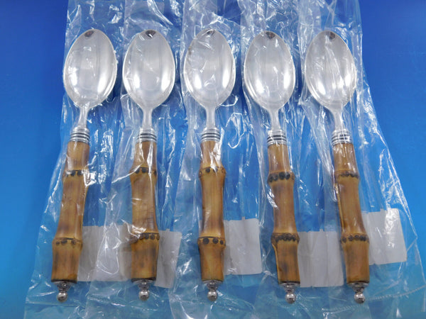 Tahiti by Buccellati Sterling Silver Dessert Spoon Set of 5 Bamboo 7 3/8" New