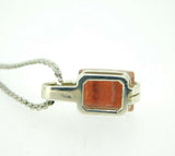 Sterling Genuine Natural Rhodochrosite Pendant 10x7.3mm Rectangular (#J5029)