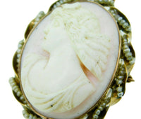 10k Yellow Gold Angel Skin Conch Shell Cameo Pin Pendant (#J337)