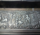 Danish .833 Silver Box with Repoussed Street and Pastoral Scenes (#5375)