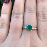 Platinum and 14k Gold .82ct Genuine Natural Emerald and Diamond Ring (#J6380)