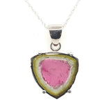 Sterling 10.83ct Watermelon Genuine Natural Tourmaline Crystal Pendant (#J6172)