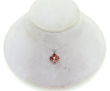 14k White Gold Heart Shaped Genuine Natural Garnet Flower Pendant (#J4187)