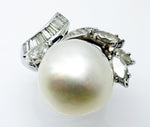 Platinum South Seas Pearl and Diamond Vintage Ring Jewelry (#J3460)