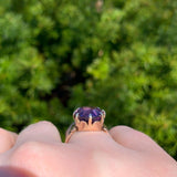 Victorian 9k Rose Gold Genuine Natural Amethyst Ring Size 7.75 Jewelry (#J6610)