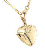 14k Yellow Gold Heart Locket Engraved Clover Elongated Chain Swivel Clasp #J7185