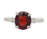 Platinum 2.34 Carat Genuine Natural Spessartine Garnet and Diamond Ring (#J7616)