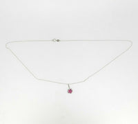 14k White Gold Genuine Natural Ruby and Diamond Round Halo Pendant (#J5088)