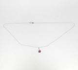 14k White Gold Genuine Natural Ruby and Diamond Round Halo Pendant (#J5088)