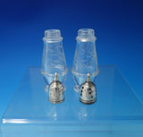 Jefferson by Lunt Sterling Silver Salt Pepper Shaker Pair Glass w/Carrier #5079