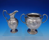 Martin Hall and Co Sterling Silver Tea Set 4pc Hand Engraved c. 1823 (#3698)