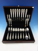 Silver Iris by International Sterling Silver Flatware Set 8 Service 48 Pieces