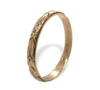 14k Yellow Gold Wedding Band Ring with Flowers Size 9.25 Jewelry (#J7073)