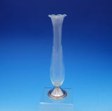 Raimond Sterling Silver and Etched Glass Vase Ruffled Gadroon Bead Border #3642