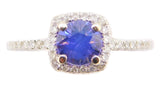 14k White Gold .87ct Purple Genuine Natural Sapphire and Diamond Ring (#J4005)