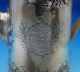 European Sterling Silver Tea Pot with Repousse and Chased Flowers Rattan (#6834)