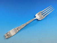 Gem Leaf by Whiting Sterling Silver Cold Meat Fork Brite-Cut 9 1/4" Vintage