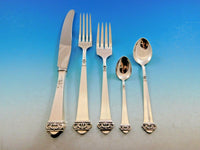 Saga by Mylius Brodrene 830 Silver Flatware Set Service 50 pcs Norwegian Pierced