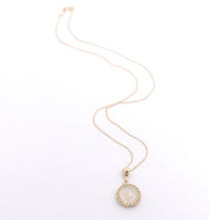 14k Yellow Gold Round 2.5 Carat Genuine Natural Moonstone Pendant w/Chain #J6658