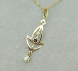 10k Yellow Gold Victorian Lavaliere Pendant with Purple Paste Stone (#J4958)