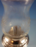 Quaker Silver Co Sterling Silver Glass Salt Pepper Shaker Set 3pc w/Holder #2529