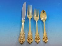 Golden Grande Baroque by Wallace Sterling Silver Flatware Set Dinner 72 pcs Gold