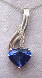 14k Gold 3.10ct Genuine Natural Tanzanite Heart Pendant with Diamonds (#J672)