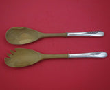 Blossom Time by International Sterling Silver Salad Serving Set w/ wood 11"