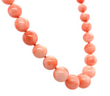 Graduated 11.7mm to 5.55mm Genuine Natural Coral Bead Necklace 14k Clasp #J7331