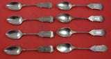 Bright -Cut by Various Makers Sterling Silver Coffee Spoon Set of 8 5 1/8"