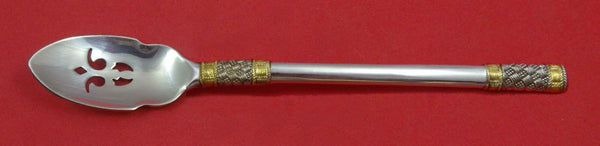 Aegean Weave Gold by Wallace Sterling Silver Olive Spoon Pierced 5 3/4" Custom