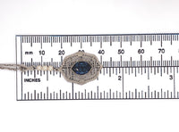 10k White Gold Filigree Art Deco Pendant with Original Paperclip Chain (#J6201)