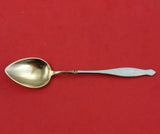 Norwegian Sterling Silver Coffee Spoon Vermeil Enameled w/ Design on Back 5 3/8"
