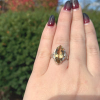 10k Gold Filigree Ring with Marquise 4.51 Carat Genuine Natural Citrine (#J6410)