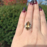 10k Gold Filigree Ring with Marquise 4.51 Carat Genuine Natural Citrine (#J6410)