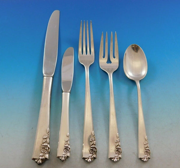 Garnet Rose by Lunt Sterling Silver Flatware Set for 8 Service 44 pieces Scarce