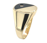 10k Yellow Gold Genuine Natural Black Onyx and Diamond Men's Ring (#J6538)