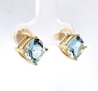 14k Yellow Gold 2.46cttw Genuine Natural Aquamarine Stud Earrings (#J6324)