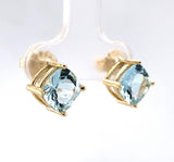 14k Yellow Gold 2.46cttw Genuine Natural Aquamarine Stud Earrings (#J6324)