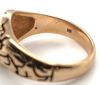 14k Gold Men's Vintage Signet Ring with Genuine Natural Diamond Accent (#J6638)