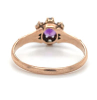 10k Rose Gold Victorian Genuine Natural Amethyst and Diamond Ring Size 7 #J6900